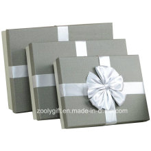 Calidad de papel de arte con textura Caja de regalo de embalaje / Slivery Cajas de regalo de papel gris con decoración de la cinta